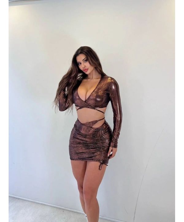 Morliva thal lumaş parlak 2 li takım mini