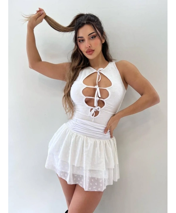 Morliva Tül kumaş içi astarlı mini kloş