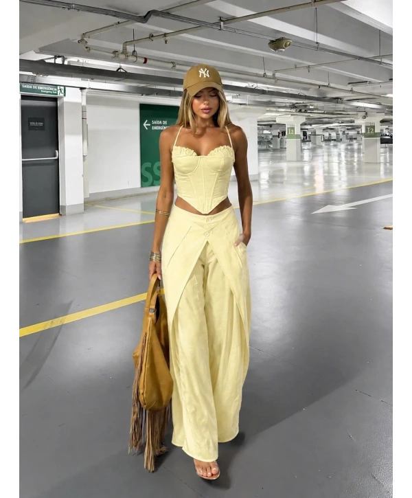 SALGU BÜSTİYER & PANTOLON TAKIM SARI