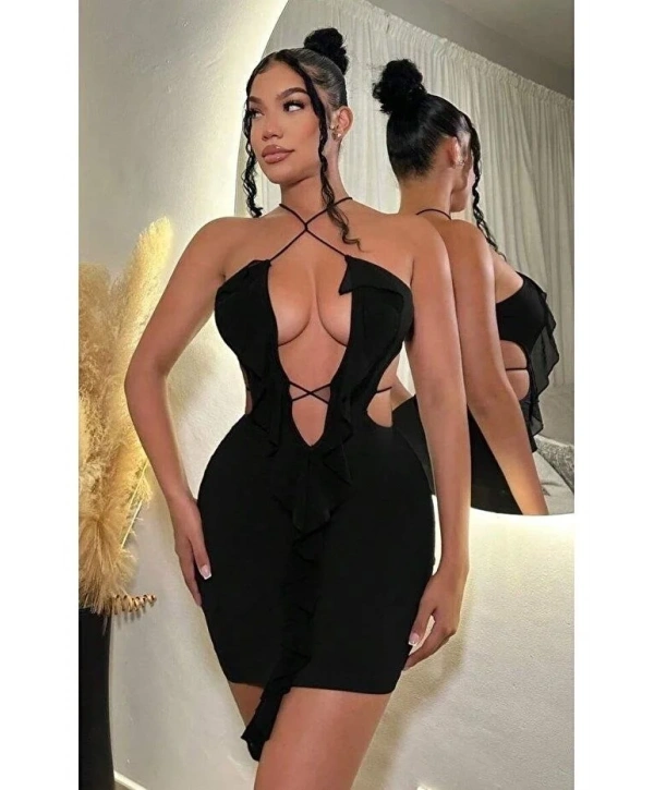 Siyah Fantezi Elbise 5086