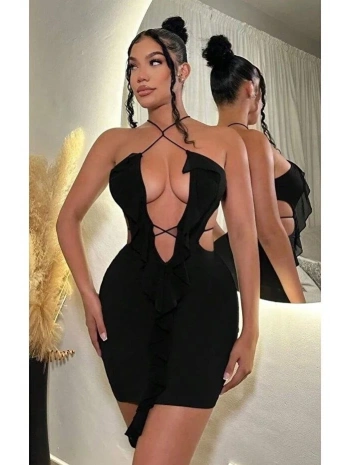 Siyah Fantezi Elbise 5086