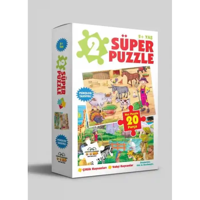 2 Süper Puzzle - Çiftlik Hayvanları - Vahşi Hayvanlar 2+ Yaş