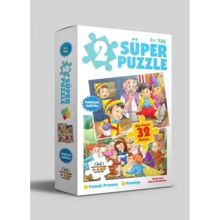 2 Süper Puzzle - Pamuk Prenses - Pinokyo 4+ Yaş