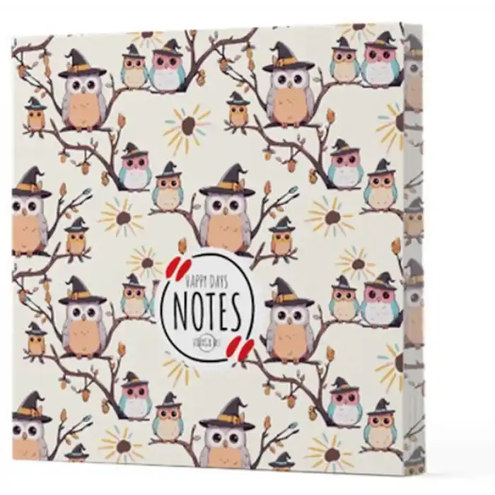 Baykuş 7 - Çizgisiz Yan Boyamalı Defter