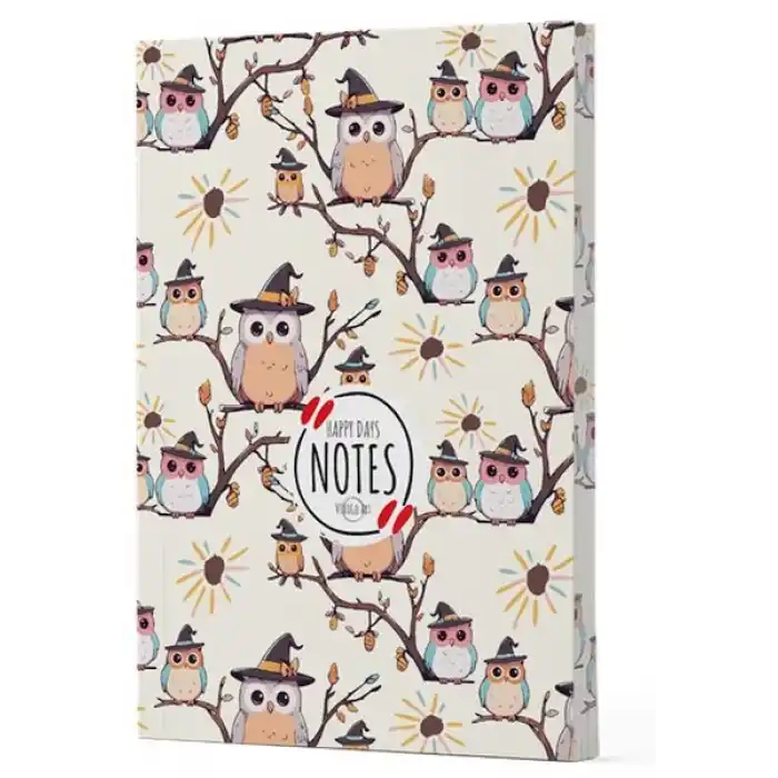 Baykuş 7 - Yan Boyamalı Çizgili Defter