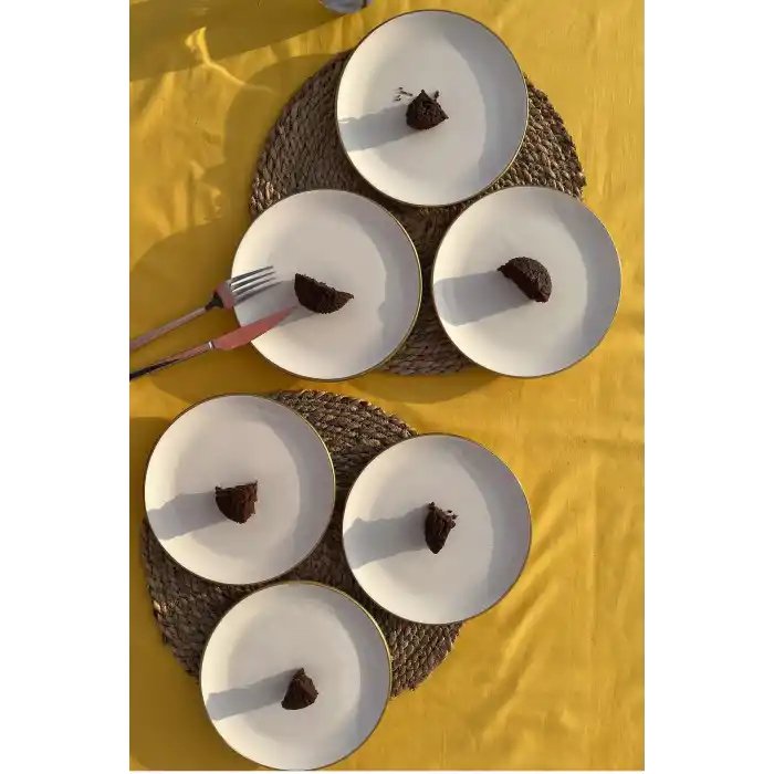 6lı Servis Tabağı Beyaz Gold 26cm G2806