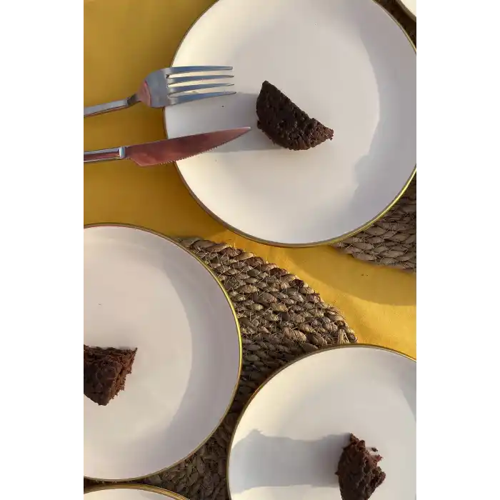 6lı Servis Tabağı Beyaz Gold 26cm G2806