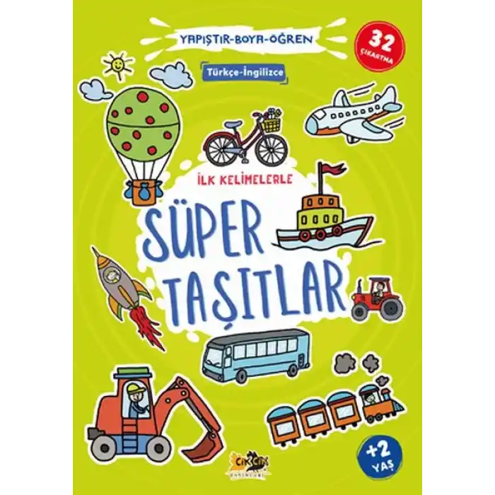 İlk Kelimelerle Süper Taşıtlar Yapıştır-Boya-Öğren