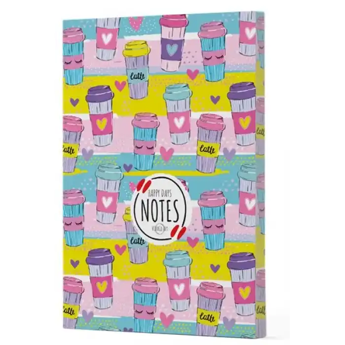 Kahve 10 - Yan Boyamalı Çizgili Defter