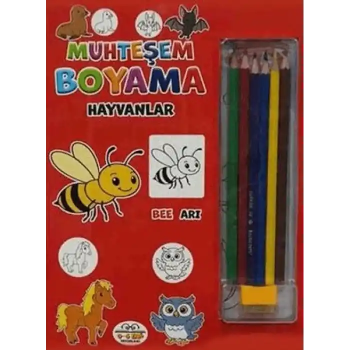 Muhteşem Boyama - Hayvanlar + 6lı Boya Kalemi