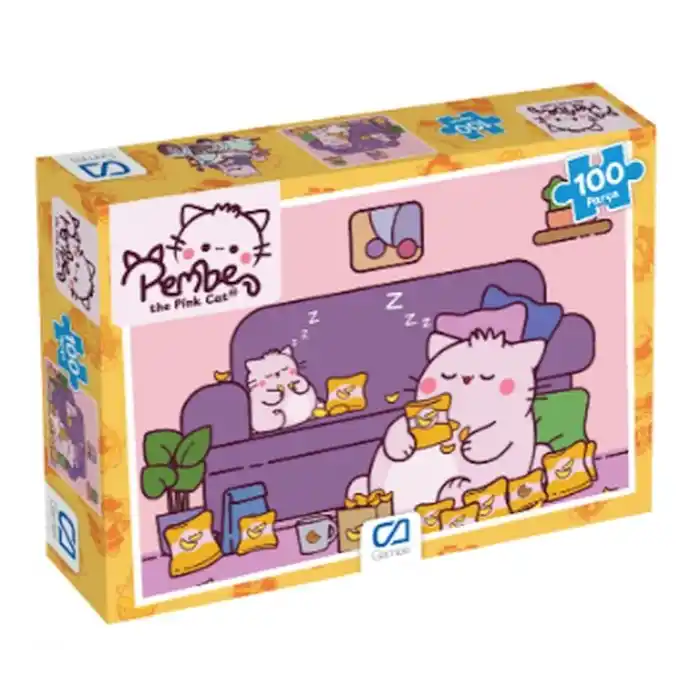 Pembe Kedi Puzzle 100
