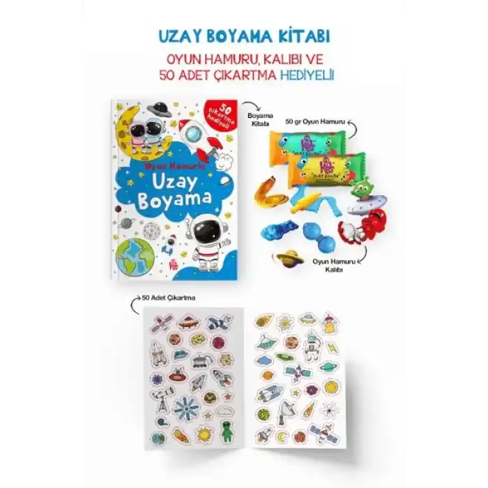 Uzay Boyama Kitabı - Oyun Hamurlu - 3 Yaş +