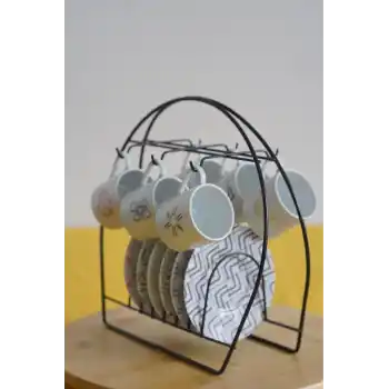 Askılı Yuvarlak Fincan Standı, Siyah Fincan Standı, Fincan Takımı Standı