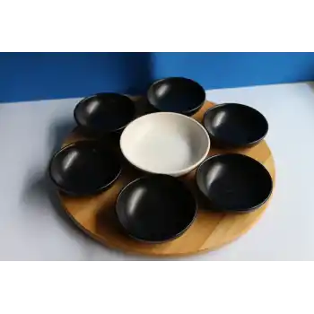 Bambu Dönen Standlı 7li Sosluk Set