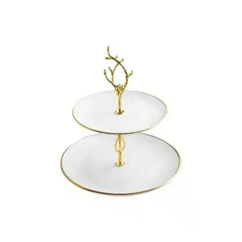 Beyaz Gold Çizgili Katlı Kurabiyelik G2800