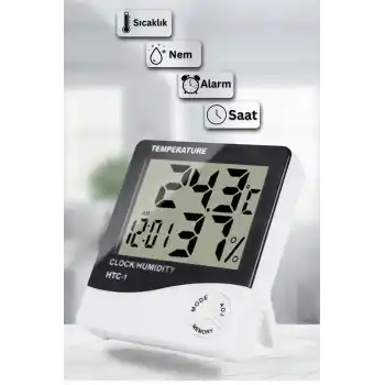 Dijital Oda Termometre Sıcaklık Ve Nem Ölçer Masa Saati Alarm