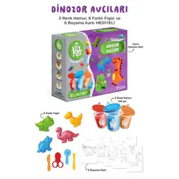 Dinozor Avcıları Oyun Hamuru Seti (17 Parça - 352 Gr)
