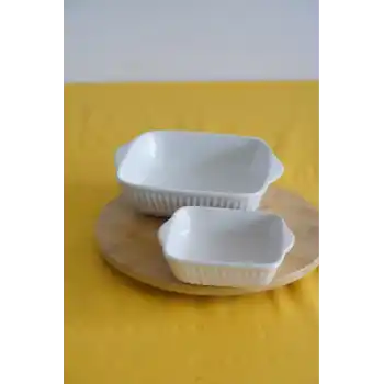 Ecr Seramik 2li Kare Fırın Kabı 21Cm