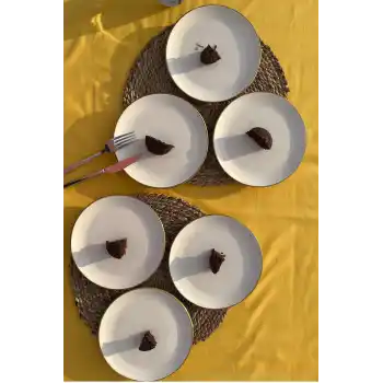 6lı Servis Tabağı Beyaz Gold 26cm G2806