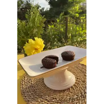 Ayaklı Çikolata Tabağı 28cm Beyaz Gold G2802