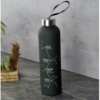 H2O Buzlu Cam Siyah Matara 600l