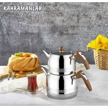 Kahramanlar Yağmur Ahşap Saplı Mega Çaydanlık