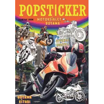 Motorsiklet  Boyama Kitabı Popsticker