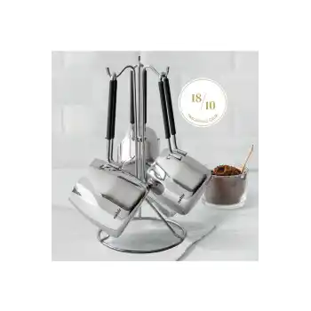 Nehir Modern 4 Parça Standlı Paslanmaz Çelik Cezve Seti