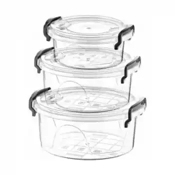 Plastrat 3lü Yuvarlak Saklama Kabı Seti