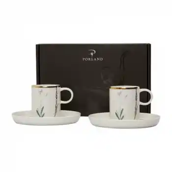 Porland Botanical Desen Kahve Takımı 4 Parça