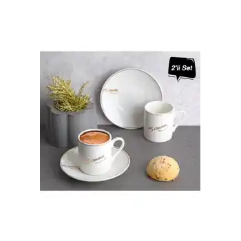 Porselen Atatürk İmzalı 2li Kahve Takımı