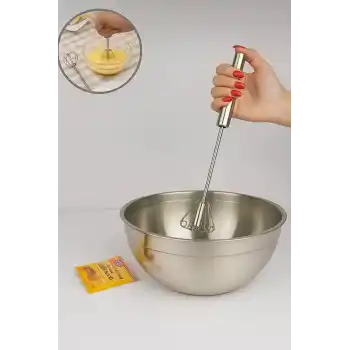 Pratik Paslanmaz Çelik Basmalı Otomatik Çırpıcı Metal Çırpıcı 1 Adet Uzunluk 30cm