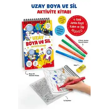 Uzay - Boya ve Sil Aktivite Kitabı / 3 Yaş +