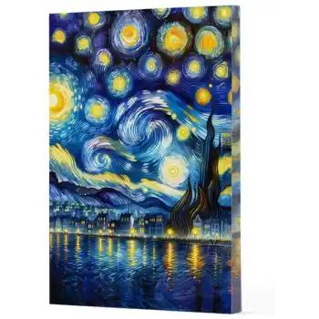 Van Gogh 7 - Yıldızlı Gece Çizgili Yan Boyamalı Defter