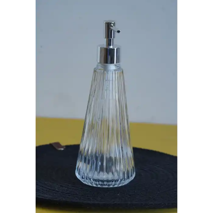 Glasscom Riva Çizgili Sıvı Sabunluk Şeffaf