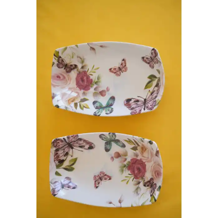 Dijital Baskılı 2li Dikdörtgen Kayık Tabak