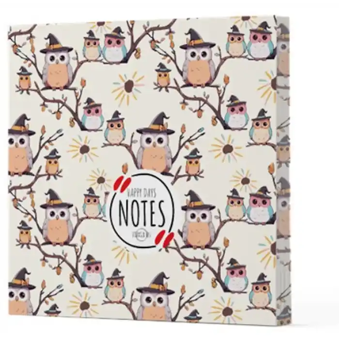 Baykuş 7 - Çizgisiz Yan Boyamalı Defter