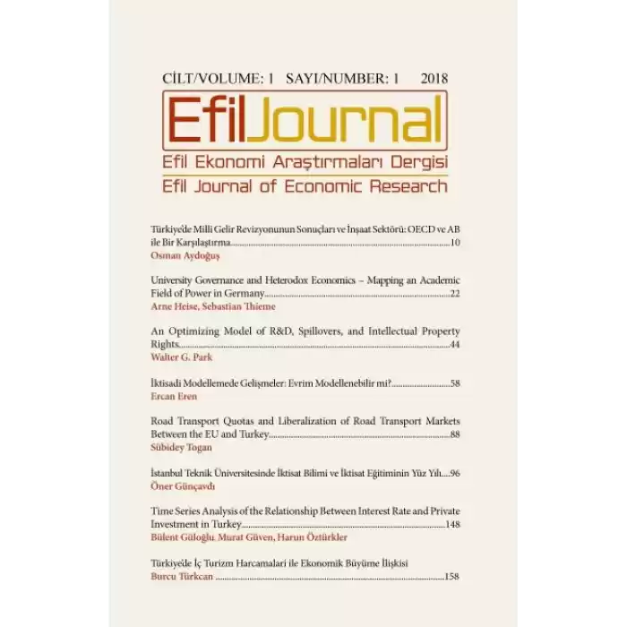 Efil Ekonomi Araştırmaları Dergisi - Cil:1 Sayı:1 2018