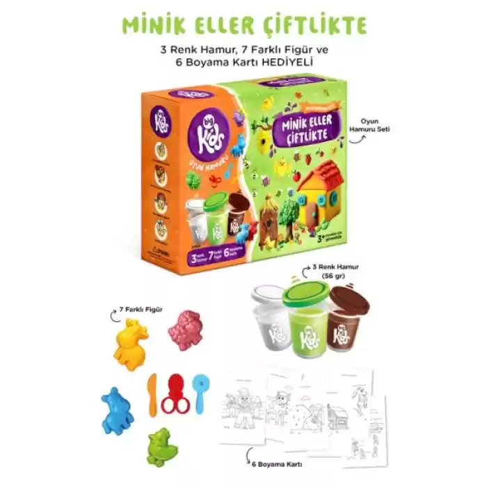 Minik Eller Çiftlikte Oyun Hamuru Seti (16 Parça - 340 Gr)