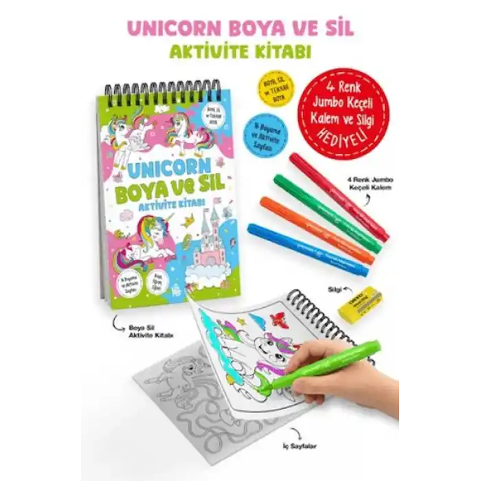 Unicorn - Boya ve Sil Aktivite Kitabı / 3 Yaş +