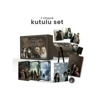 Gümüş Yürek Serisi - Üç Kitaplık Hediyeli Yan Boyamalı Kutu