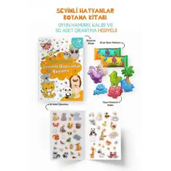 Sevimli Hayvanlar Boyama Kitabı - Oyun Hamurlu - 3 Yaş +