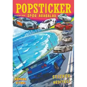 Spor Arabalar Boyama Kitabı Popsticker