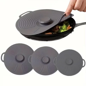 3 Lü Silikon Tencere Tava Kapağı Isı Koruyucu Silikon Kapak Yüksek Kaliteli Malzeme