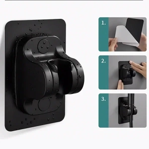 Yapışkanlı Duş Başlığı Tutucu Ayarlı Siyah