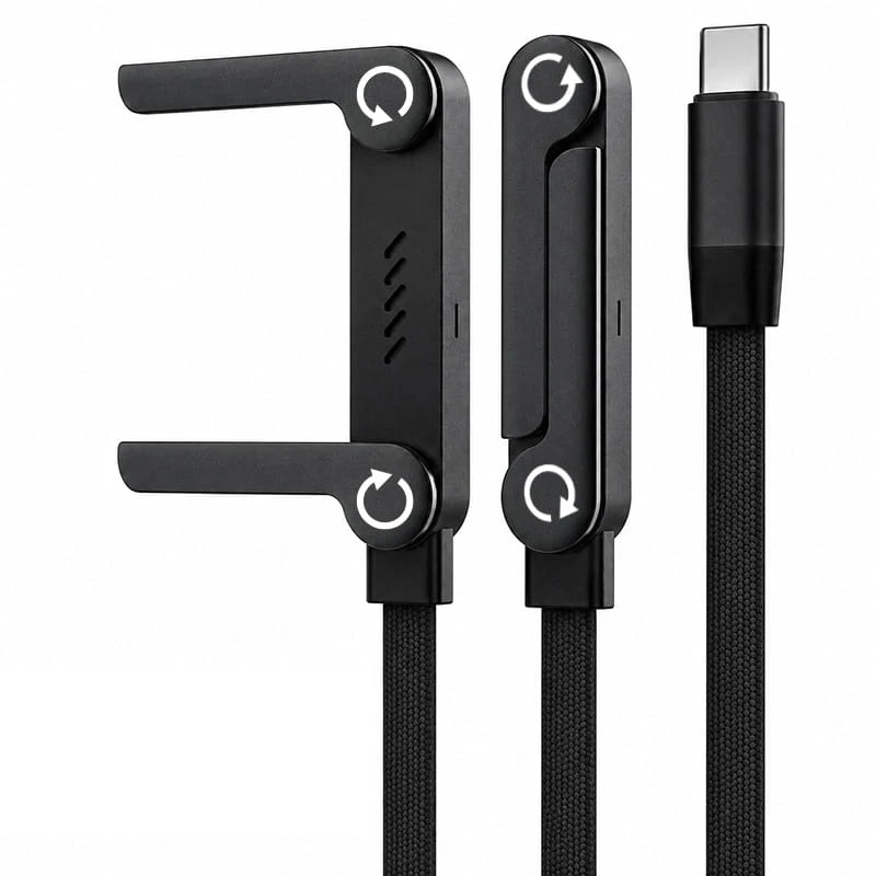 1.5mt 240W Ultra Hızlı Type-C Şarj Data Kablosu Katlanabilir Standlı Ergonomik Tasarım Örgülü