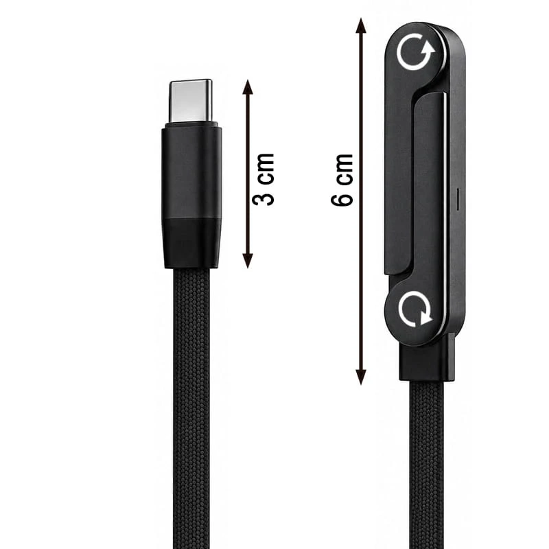 1.5mt 240W Ultra Hızlı Type-C Şarj Data Kablosu Katlanabilir Standlı Ergonomik Tasarım Örgülü