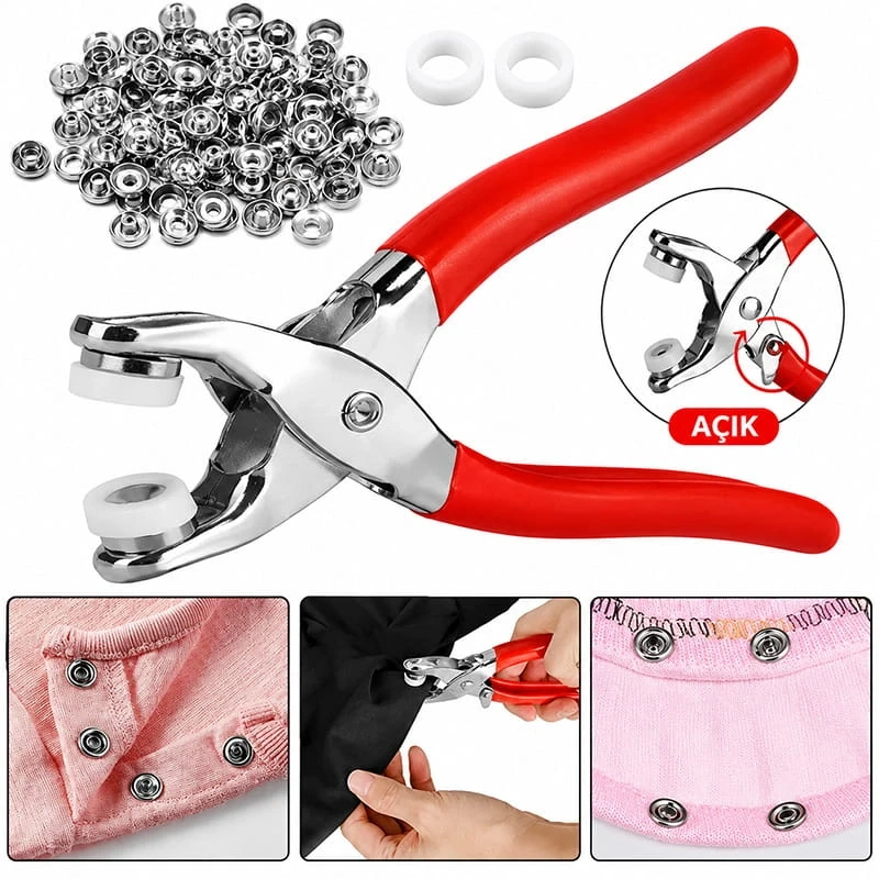 100 Lü Çıt Çıt Pense Seti Metal Çıt Çıt Makinesi