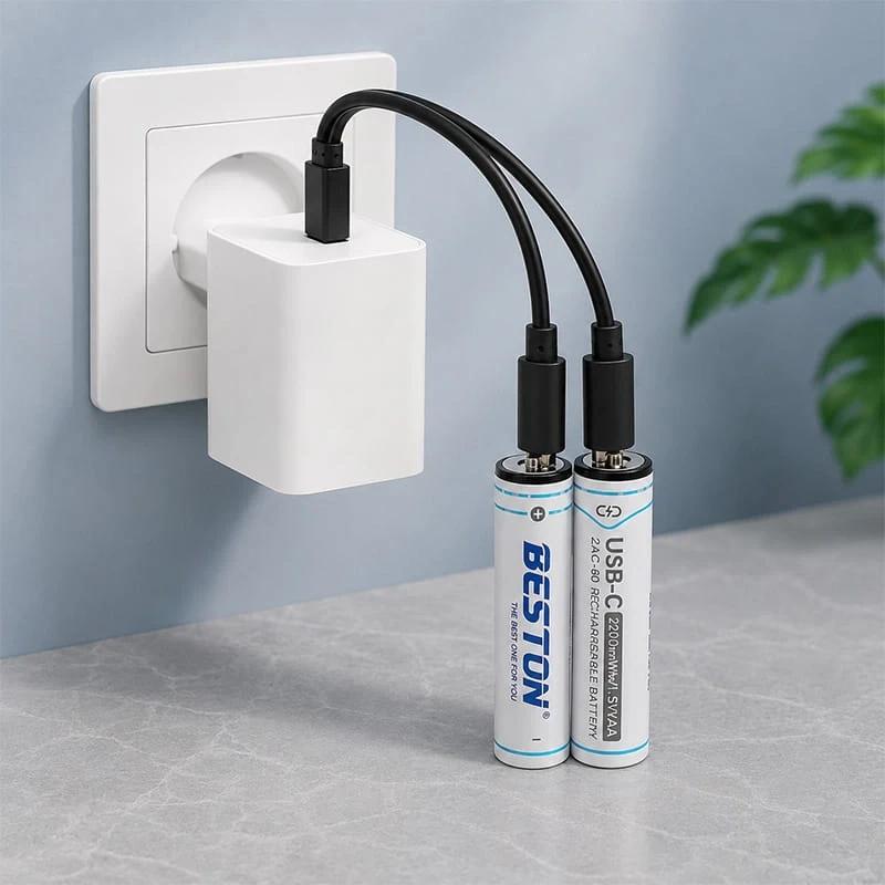2 Adet AA USB Type C Şarj Edilebilir Lityum İyon Pil 1.5V 2200 mWh Kapasite Şarjlı Pil