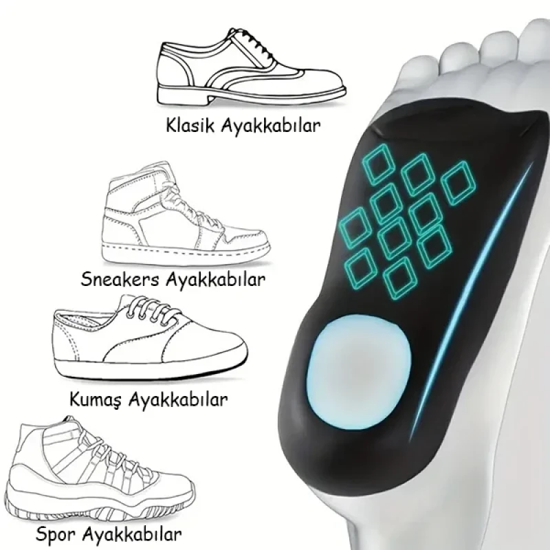 2 Adet Esnek Düz Taban Düzeltici Topuk Yastığı Düz Taban Desteği Ortopedik Tabanlık